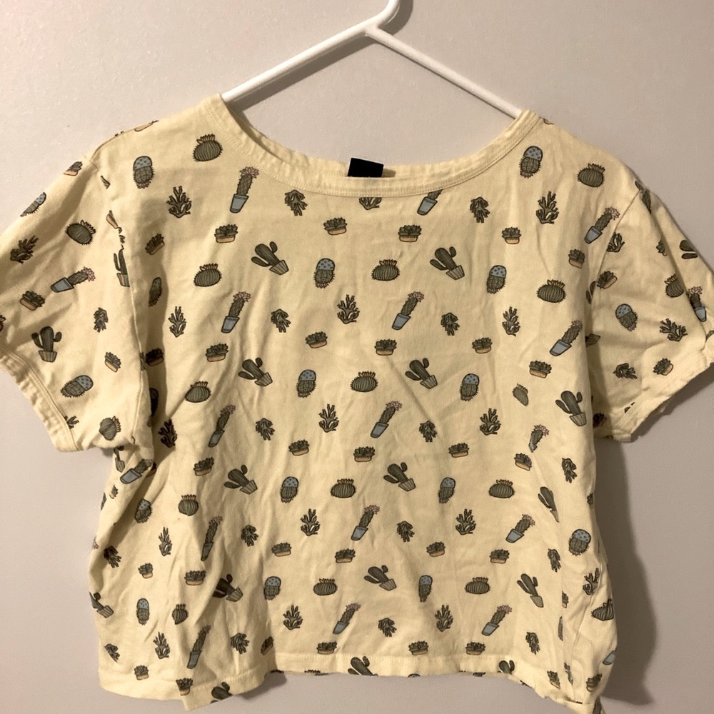 Vibe N Yellow Crop Top Cactus Tee Shirt